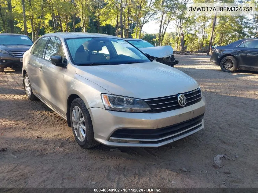 2015 Volkswagen Jetta Se VIN: 3VWD17AJ8FM326758 Lot: 40548162