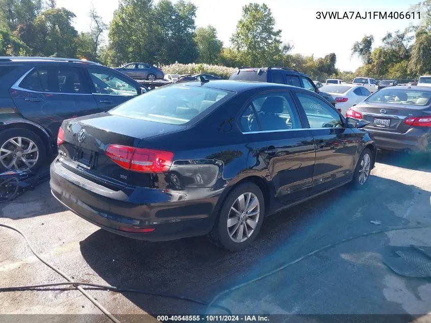 2015 Volkswagen Jetta 2.0L Tdi Se VIN: 3VWLA7AJ1FM406611 Lot: 40548555