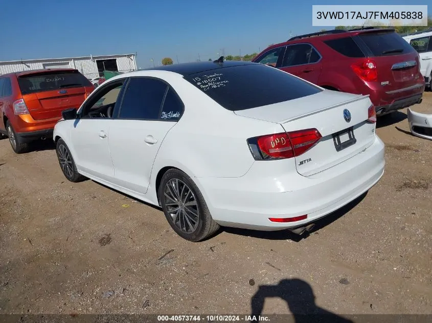 2015 Volkswagen Jetta 1.8T Sport VIN: 3VWD17AJ7FM405838 Lot: 40573744