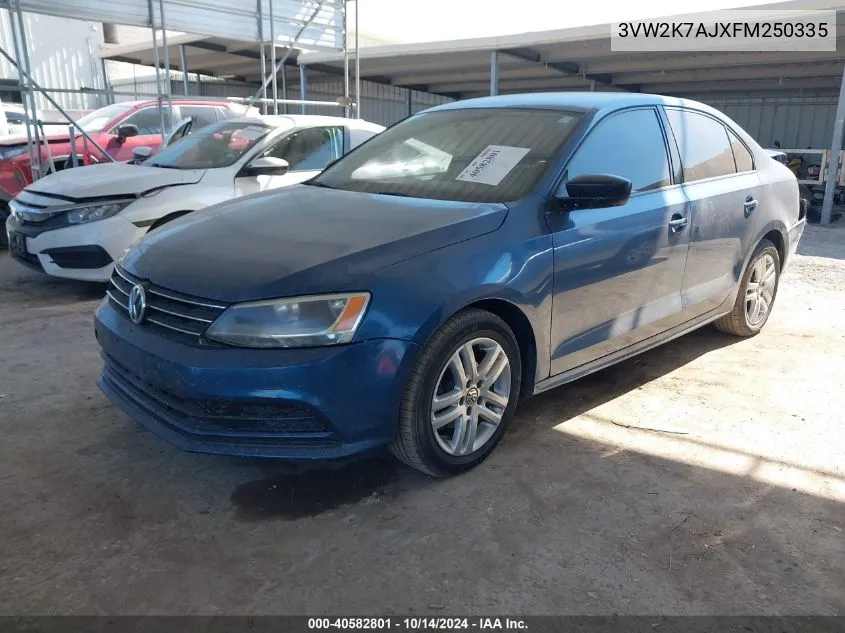 2015 Volkswagen Jetta 2.0L S VIN: 3VW2K7AJXFM250335 Lot: 40582801