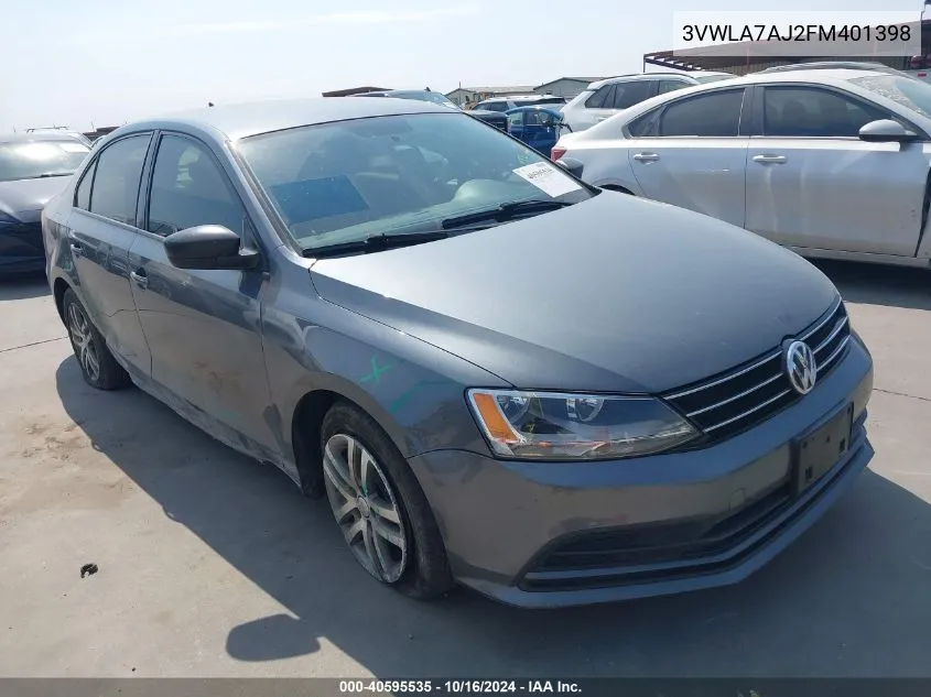 2015 Volkswagen Jetta 2.0L Tdi S VIN: 3VWLA7AJ2FM401398 Lot: 40595535