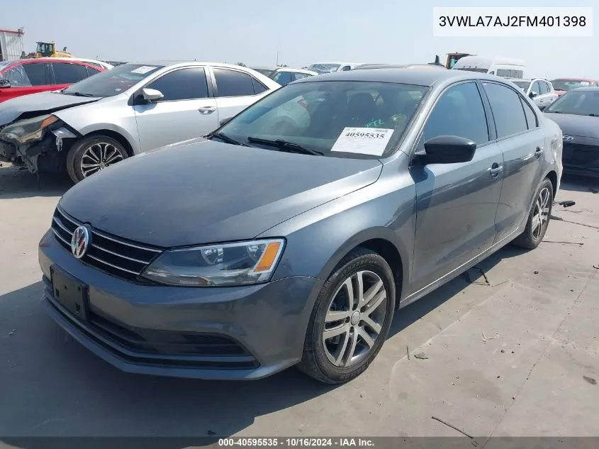 2015 Volkswagen Jetta 2.0L Tdi S VIN: 3VWLA7AJ2FM401398 Lot: 40595535