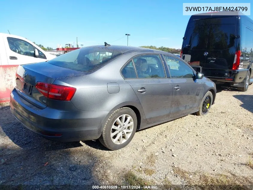 2015 Volkswagen Jetta 1.8T Se VIN: 3VWD17AJ8FM424799 Lot: 40610509