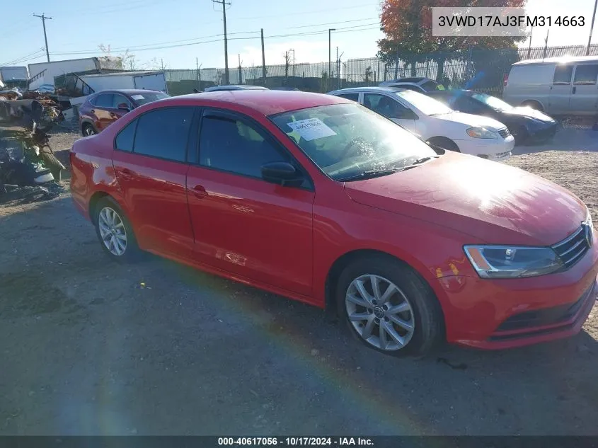 2015 Volkswagen Jetta 1.8T Se VIN: 3VWD17AJ3FM314663 Lot: 40617056