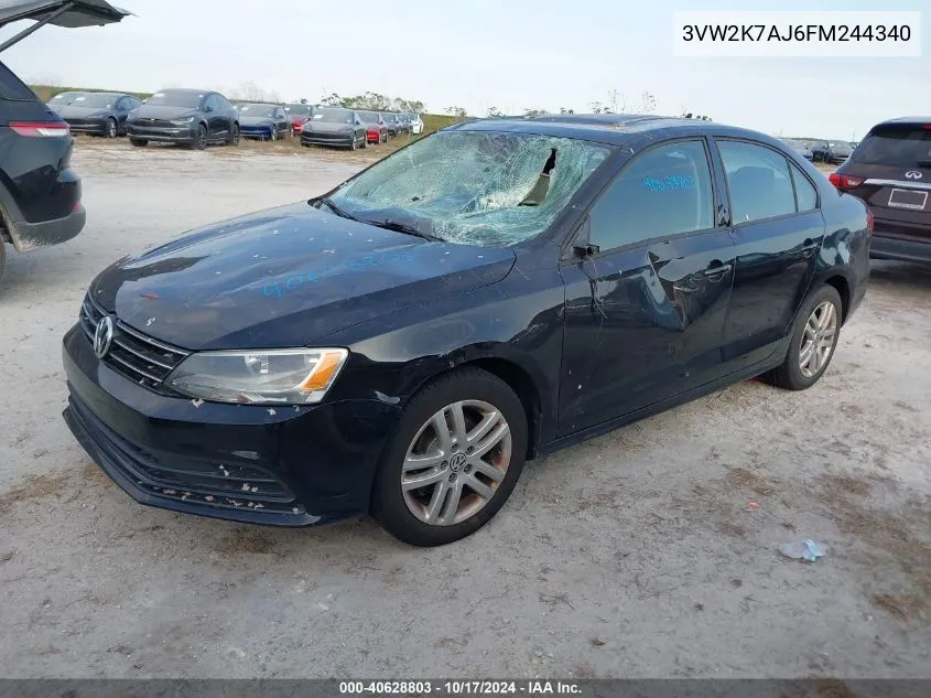 2015 Volkswagen Jetta 2.0L S VIN: 3VW2K7AJ6FM244340 Lot: 40628803