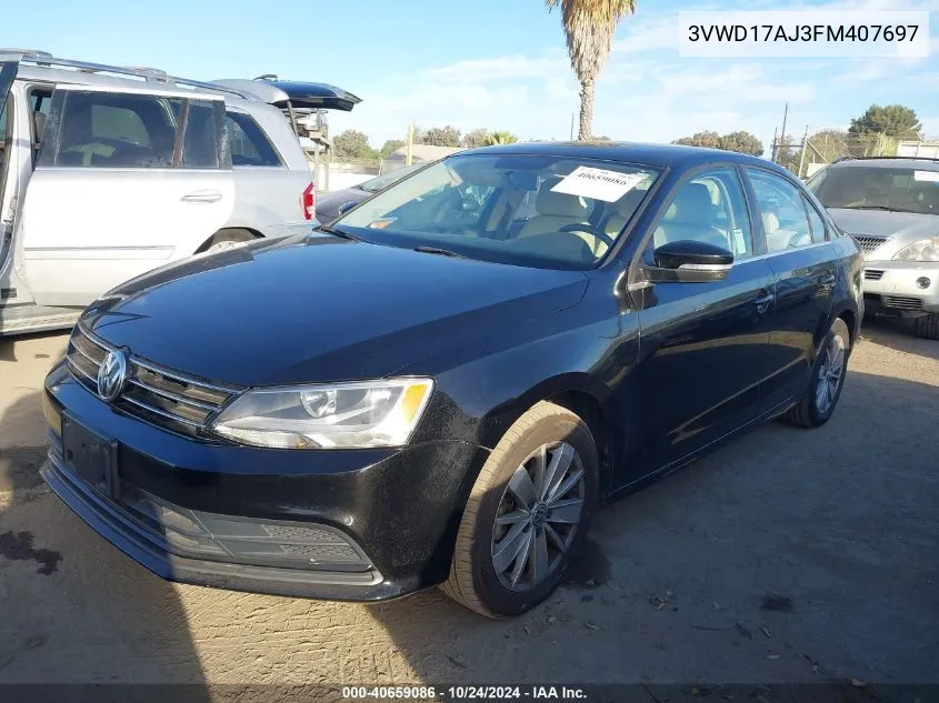 2015 Volkswagen Jetta 1.8T Se VIN: 3VWD17AJ3FM407697 Lot: 40659086