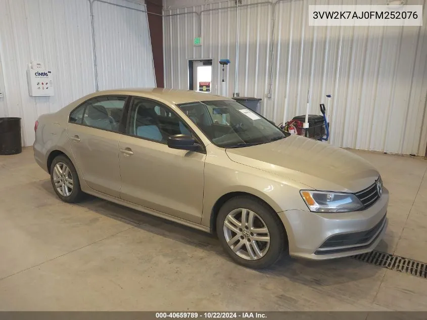 2015 Volkswagen Jetta 2.0L S VIN: 3VW2K7AJ0FM252076 Lot: 40659789