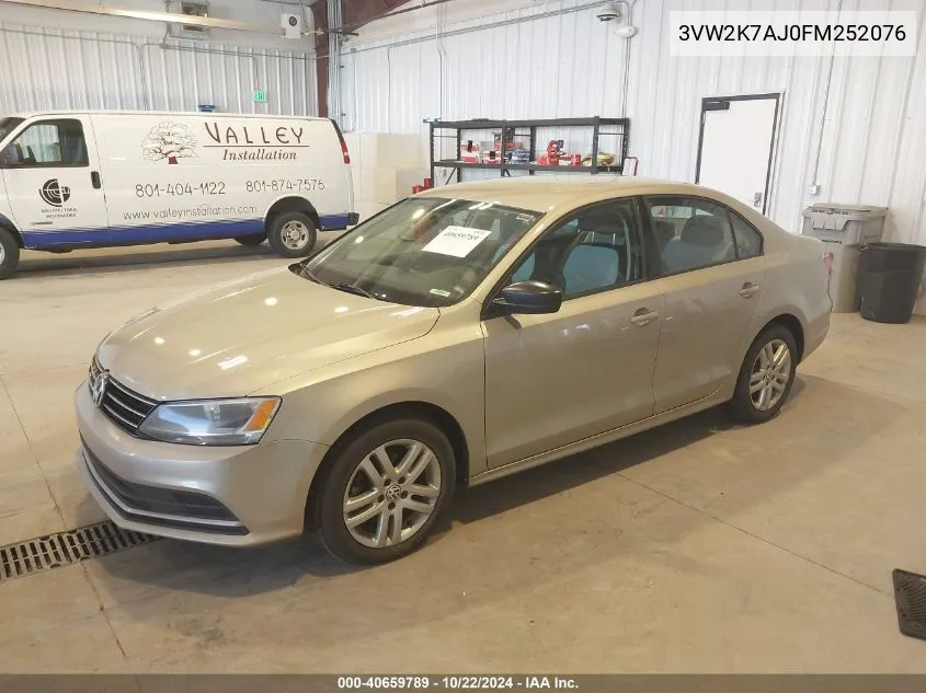 2015 Volkswagen Jetta 2.0L S VIN: 3VW2K7AJ0FM252076 Lot: 40659789