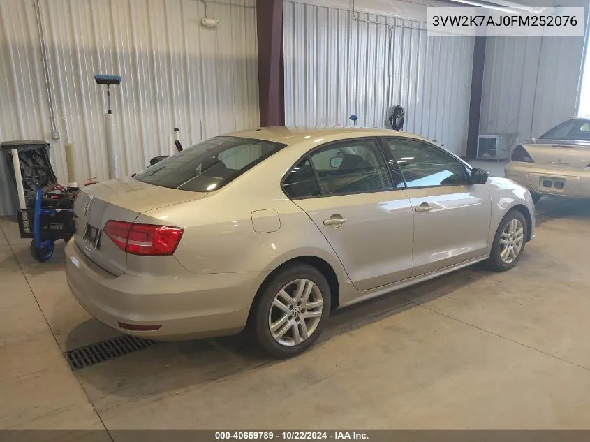 2015 Volkswagen Jetta 2.0L S VIN: 3VW2K7AJ0FM252076 Lot: 40659789