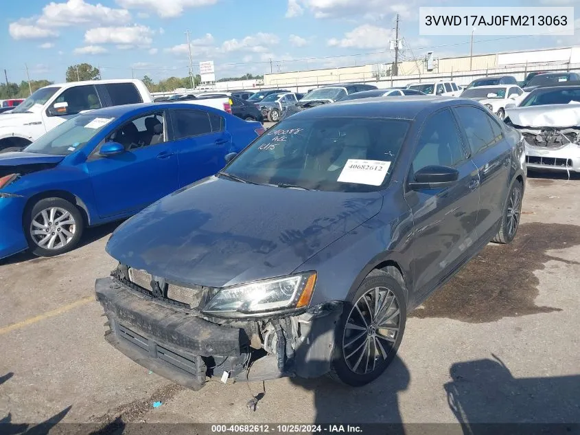 2015 Volkswagen Jetta 1.8T Sport VIN: 3VWD17AJ0FM213063 Lot: 40682612