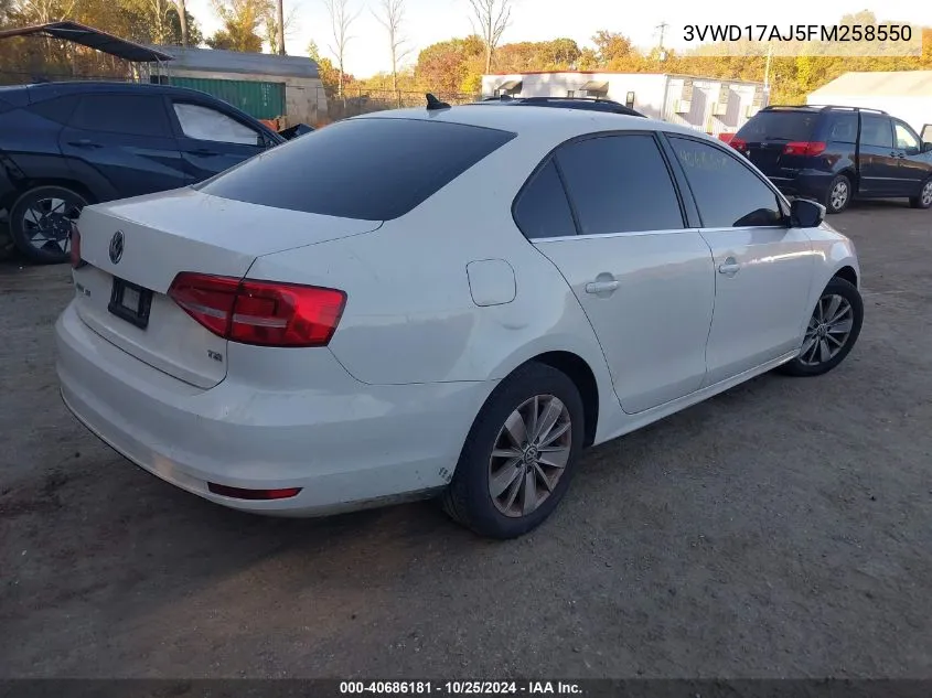 2015 Volkswagen Jetta 1.8T Se VIN: 3VWD17AJ5FM258550 Lot: 40686181