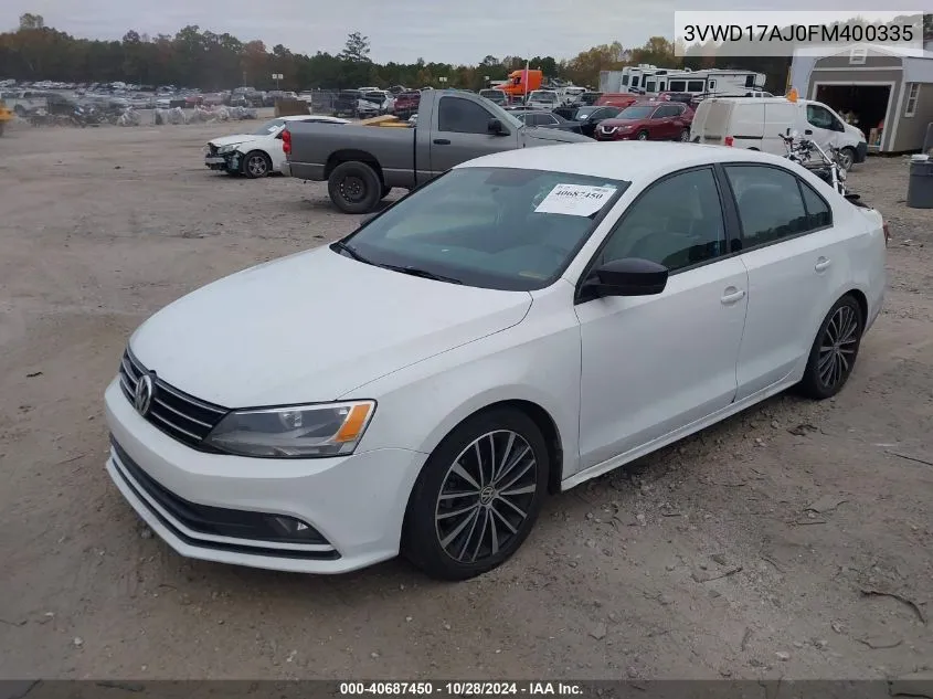 2015 Volkswagen Jetta 1.8T Sport VIN: 3VWD17AJ0FM400335 Lot: 40687450