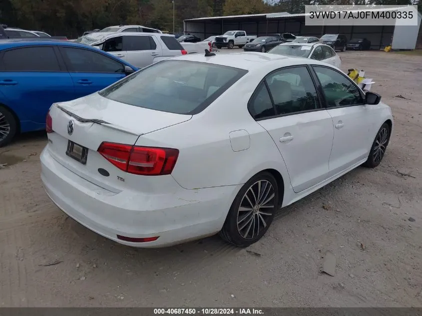 2015 Volkswagen Jetta 1.8T Sport VIN: 3VWD17AJ0FM400335 Lot: 40687450