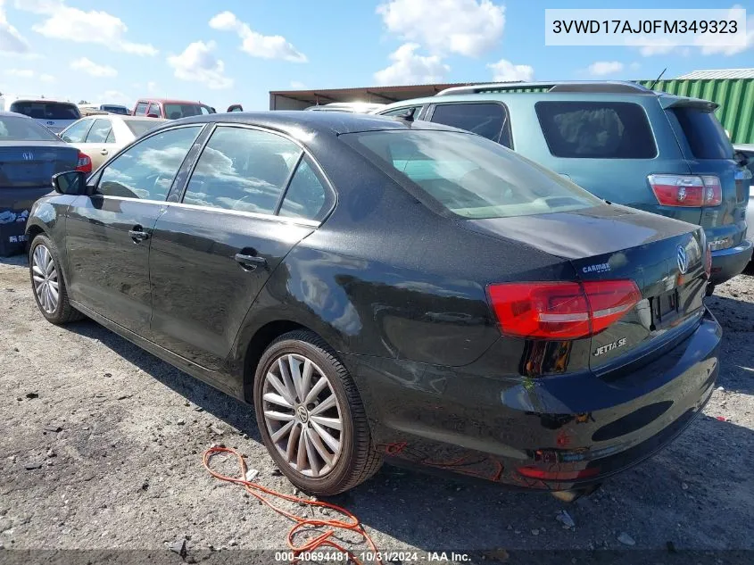 2015 Volkswagen Jetta 1.8T Se VIN: 3VWD17AJ0FM349323 Lot: 40694481