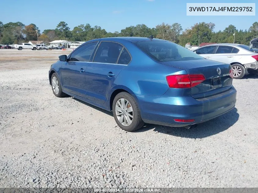 2015 Volkswagen Jetta 1.8T Se VIN: 3VWD17AJ4FM229752 Lot: 40700934