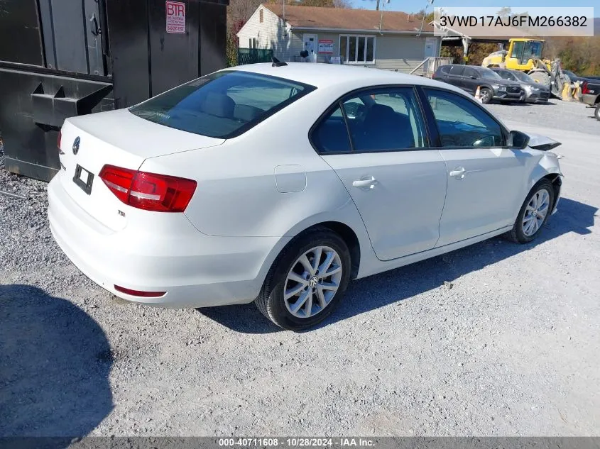 2015 Volkswagen Jetta 1.8T Se VIN: 3VWD17AJ6FM266382 Lot: 40711608