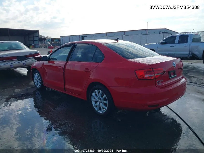 2015 Volkswagen Jetta 1.8T Se VIN: 3VWD07AJ3FM354308 Lot: 40726889