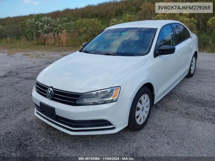 2015 Volkswagen Jetta 2.0L S VIN: 3VW2K7AJ6FM279265 Lot: 40743064