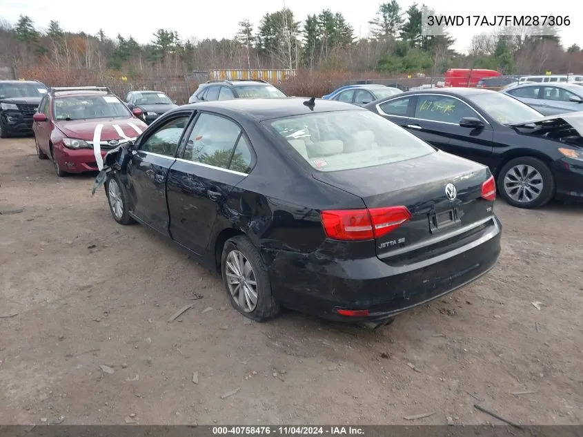 2015 Volkswagen Jetta 1.8T Se VIN: 3VWD17AJ7FM287306 Lot: 40758476