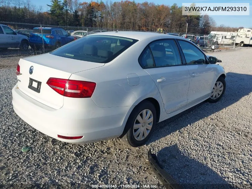 3VW2K7AJ0FM293310 2015 Volkswagen Jetta 2.0L S