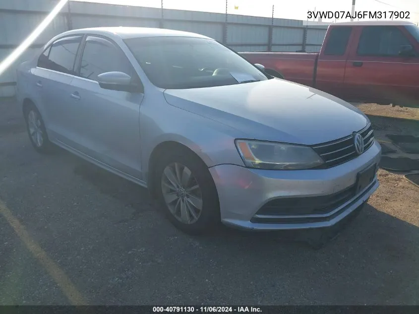 2015 Volkswagen Jetta 1.8T Se VIN: 3VWD07AJ6FM317902 Lot: 40791130