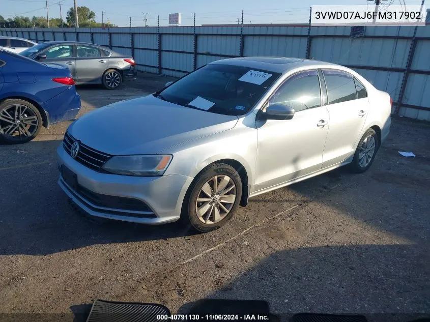 2015 Volkswagen Jetta 1.8T Se VIN: 3VWD07AJ6FM317902 Lot: 40791130