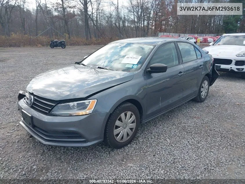 2015 Volkswagen Jetta 2.0L S VIN: 3VW2K7AJ6FM293618 Lot: 40793342