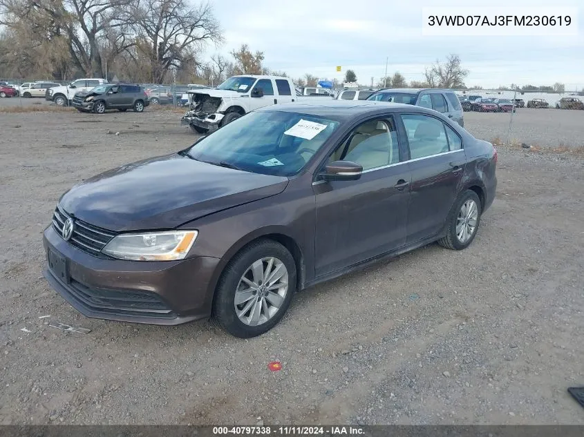 2015 Volkswagen Jetta 1.8T Se VIN: 3VWD07AJ3FM230619 Lot: 40797338