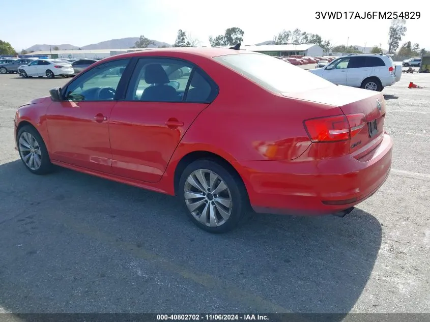 2015 Volkswagen Jetta 1.8T Se VIN: 3VWD17AJ6FM254829 Lot: 40802702