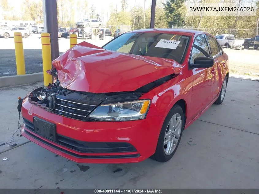 2015 Volkswagen Jetta 2.0L S VIN: 3VW2K7AJXFM246026 Lot: 40811144