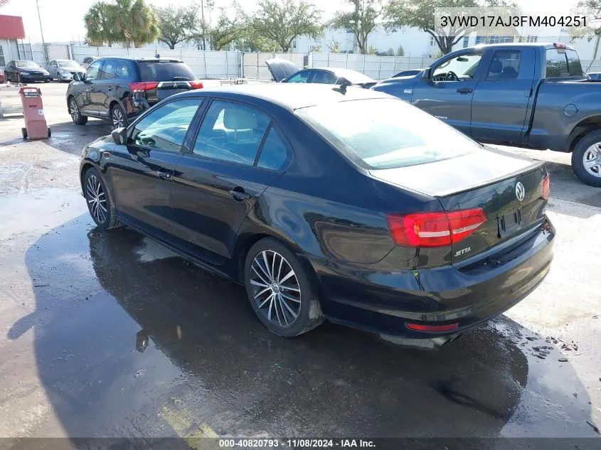 3VWD17AJ3FM404251 2015 Volkswagen Jetta 1.8T Sport