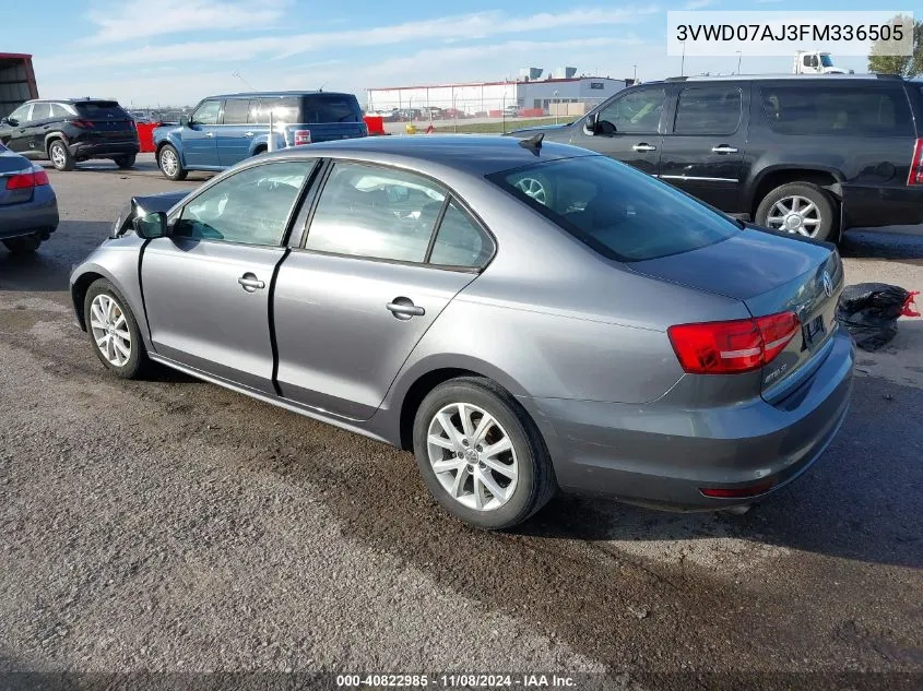 2015 Volkswagen Jetta 1.8T Se VIN: 3VWD07AJ3FM336505 Lot: 40822985