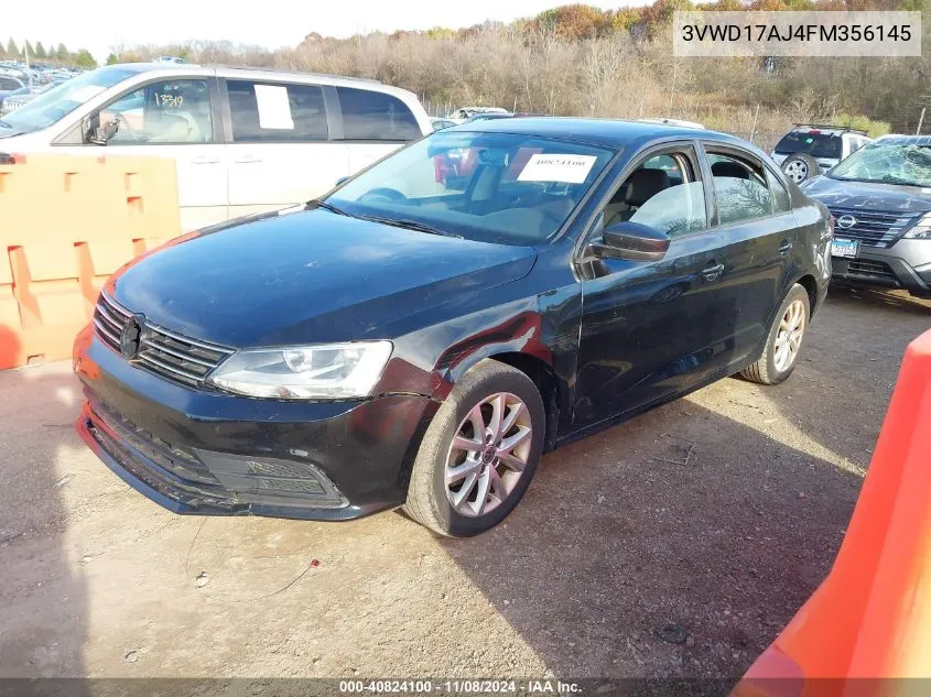 2015 Volkswagen Jetta 1.8T Se VIN: 3VWD17AJ4FM356145 Lot: 40824100