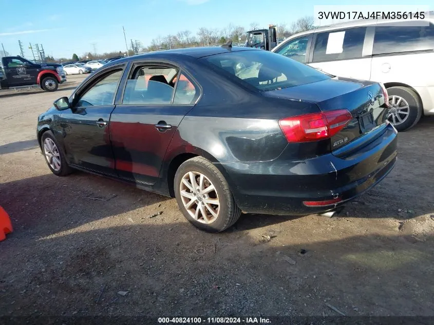 2015 Volkswagen Jetta 1.8T Se VIN: 3VWD17AJ4FM356145 Lot: 40824100