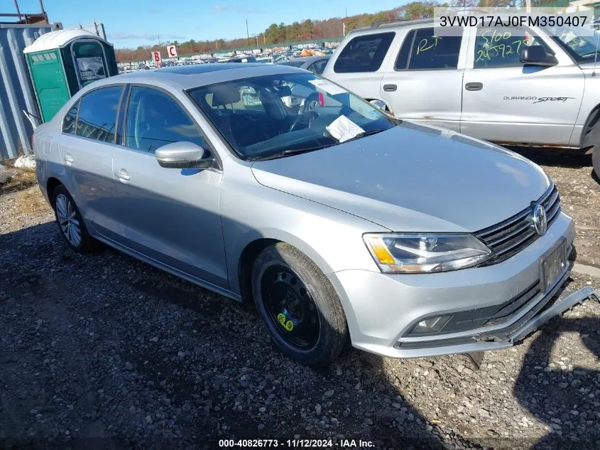 2015 Volkswagen Jetta 1.8T Se VIN: 3VWD17AJ0FM350407 Lot: 40826773