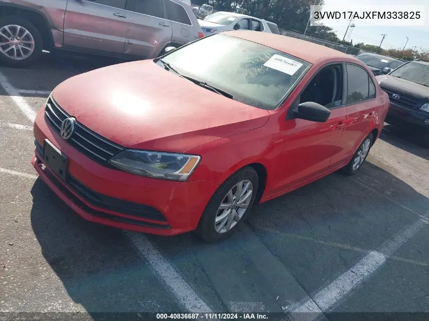 2015 Volkswagen Jetta 1.8T Se VIN: 3VWD17AJXFM333825 Lot: 40836687