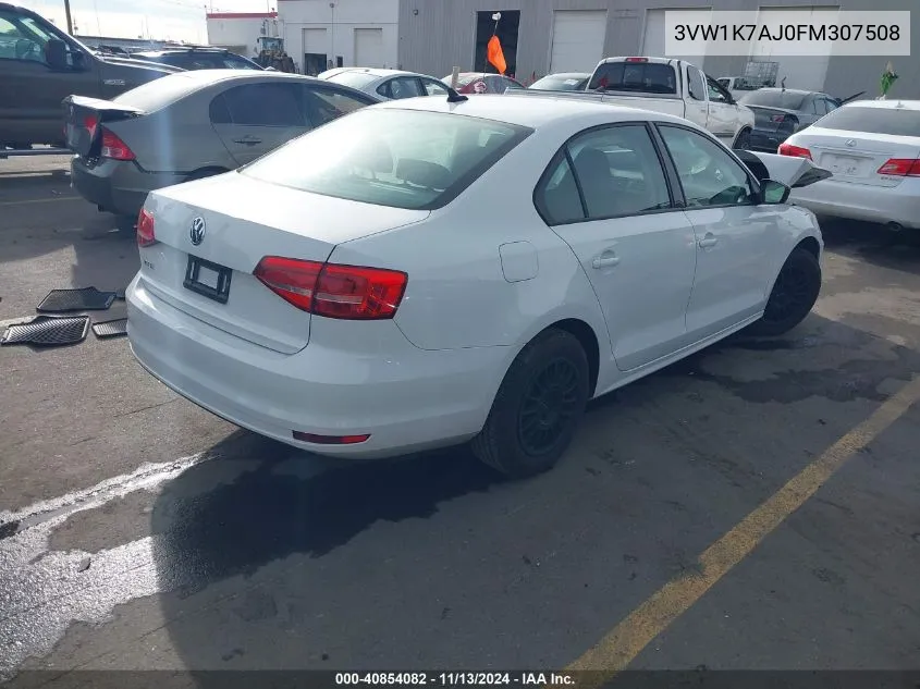 2015 Volkswagen Jetta 2.0L S VIN: 3VW1K7AJ0FM307508 Lot: 40854082