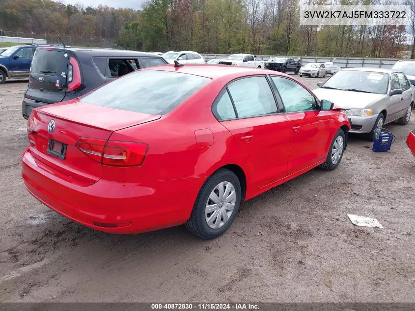 2015 Volkswagen Jetta 2.0L S VIN: 3VW2K7AJ5FM333722 Lot: 40872830