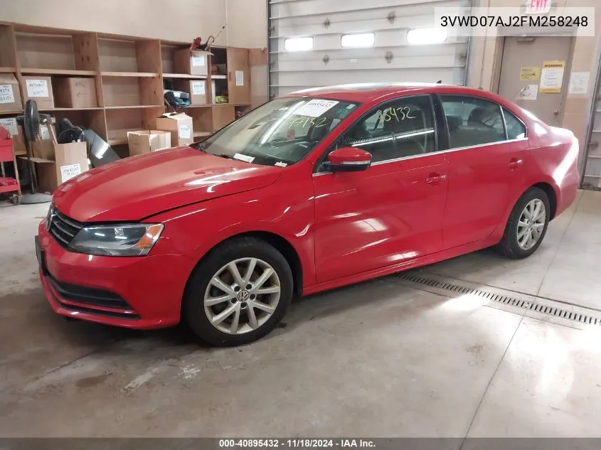 2015 Volkswagen Jetta 1.8T Se VIN: 3VWD07AJ2FM258248 Lot: 40895432