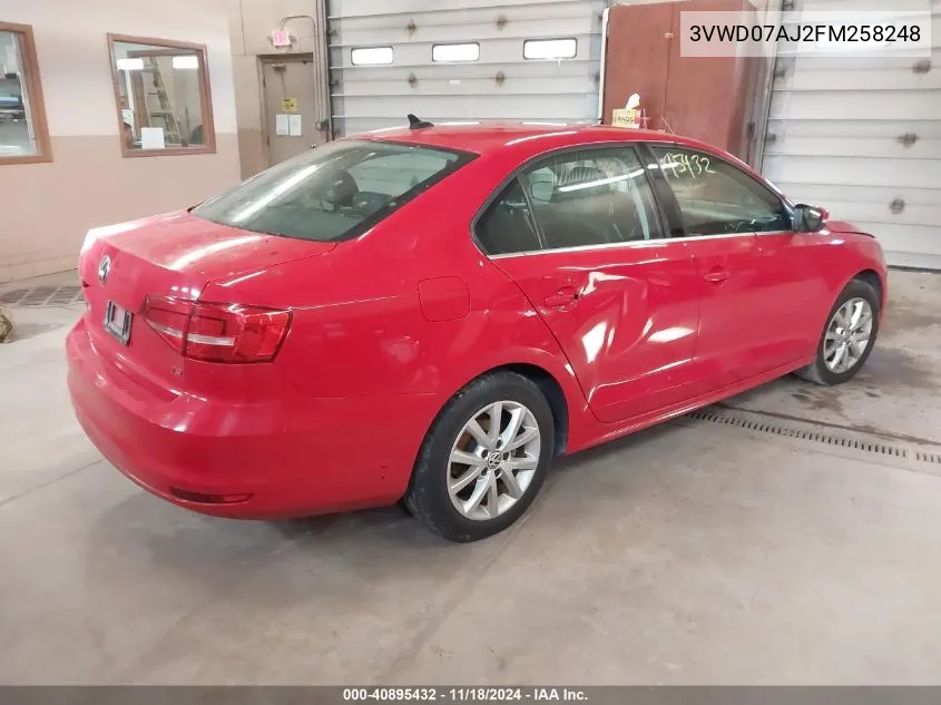 2015 Volkswagen Jetta 1.8T Se VIN: 3VWD07AJ2FM258248 Lot: 40895432