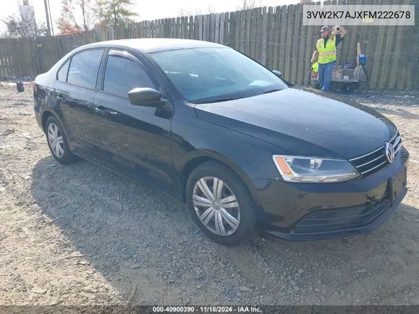 2015 Volkswagen Jetta 2.0L S VIN: 3VW2K7AJXFM222678 Lot: 40900390