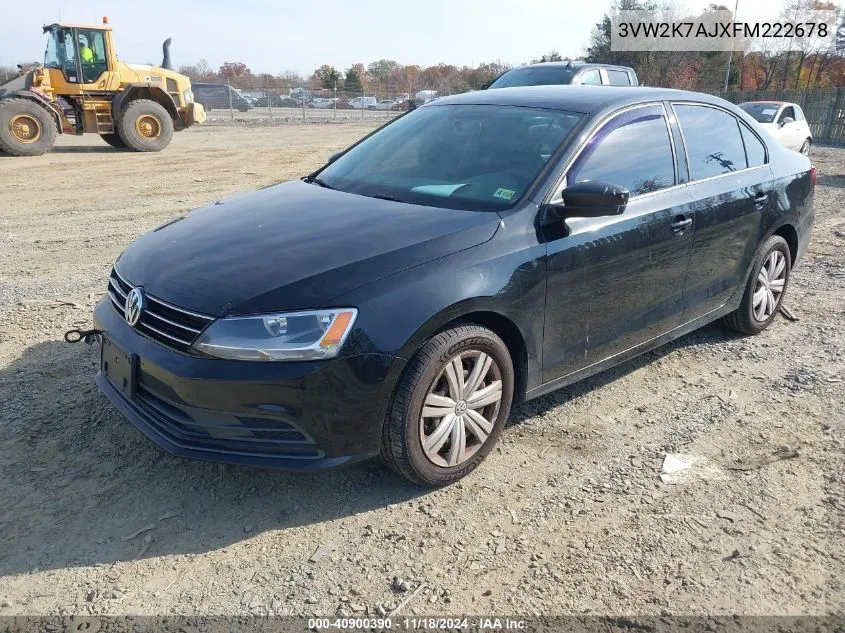 2015 Volkswagen Jetta 2.0L S VIN: 3VW2K7AJXFM222678 Lot: 40900390