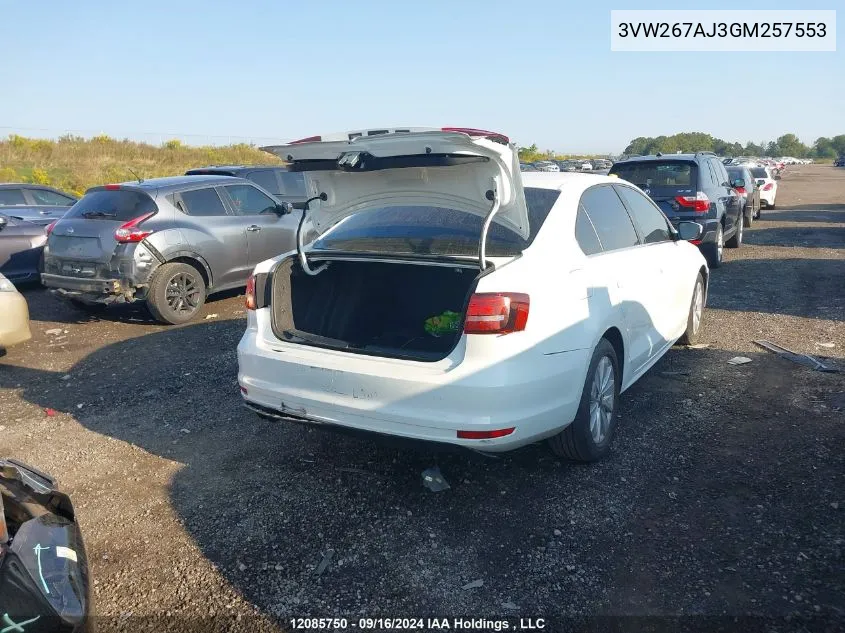 3VW267AJ3GM257553 2016 Volkswagen Jetta S