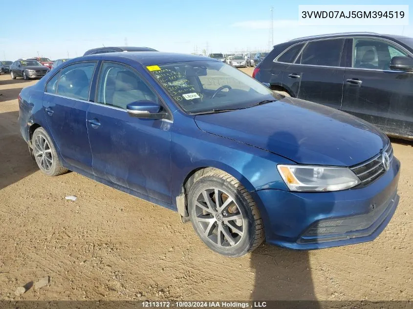 3VWD07AJ5GM394519 2016 Volkswagen Jetta Comfortline