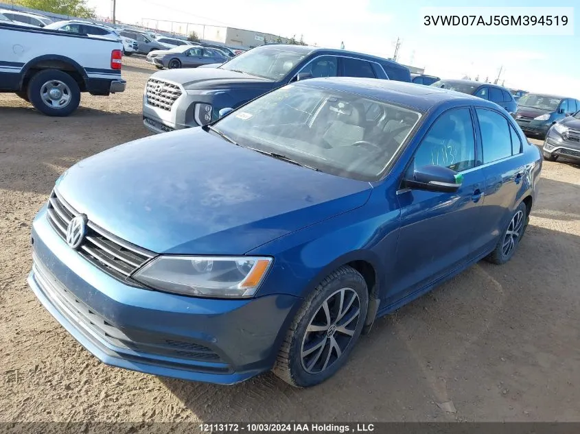 3VWD07AJ5GM394519 2016 Volkswagen Jetta Comfortline