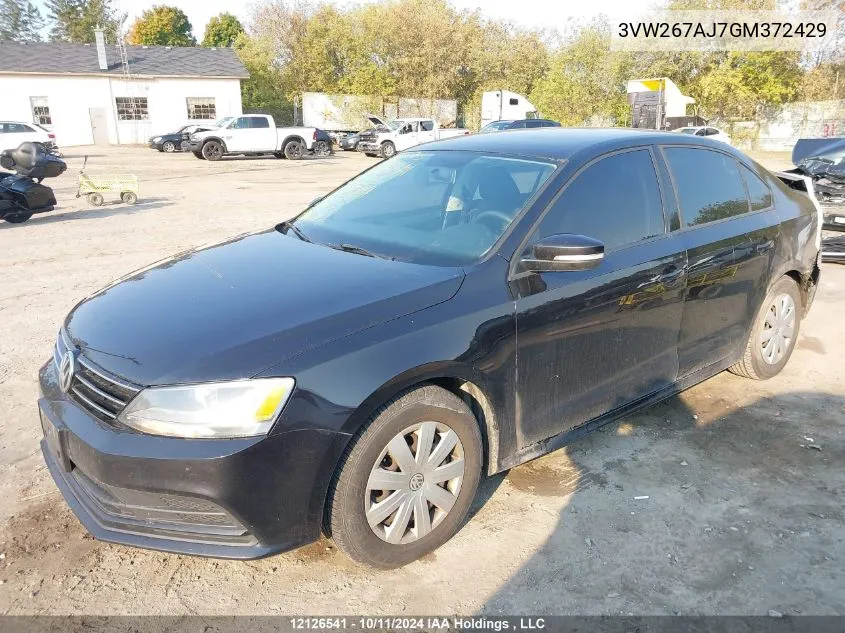 2016 Volkswagen Jetta Sedan VIN: 3VW267AJ7GM372429 Lot: 12126541