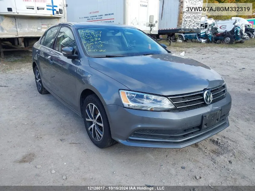 2016 Volkswagen Jetta Sedan VIN: 3VWD67AJ8GM332319 Lot: 12128017