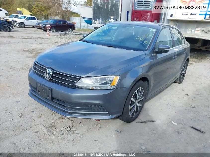 2016 Volkswagen Jetta Sedan VIN: 3VWD67AJ8GM332319 Lot: 12128017