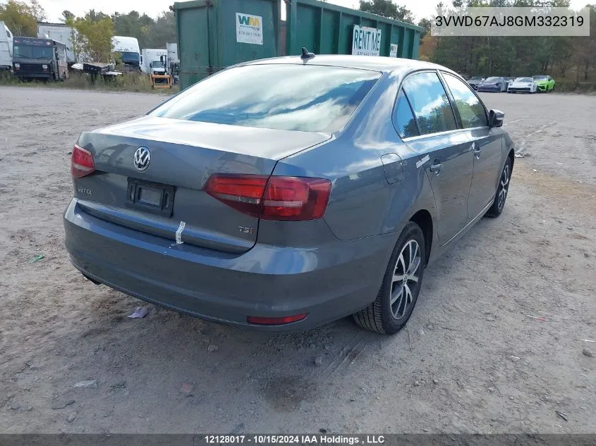 2016 Volkswagen Jetta Sedan VIN: 3VWD67AJ8GM332319 Lot: 12128017