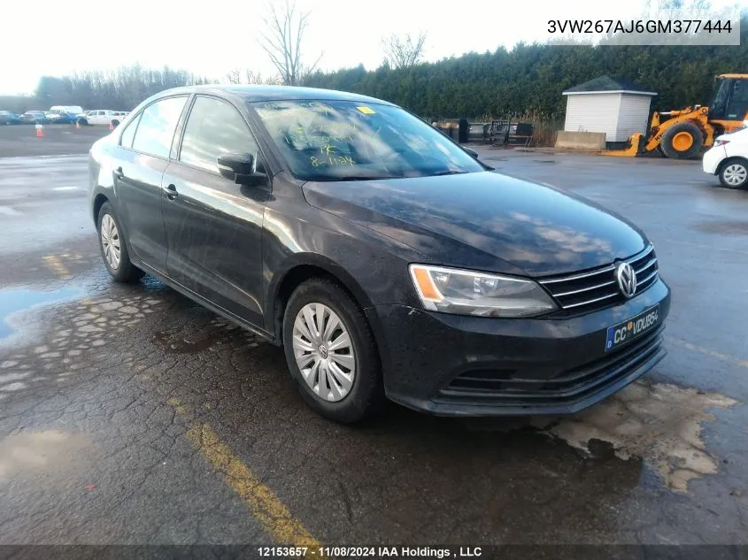 2016 Volkswagen Jetta Sedan VIN: 3VW267AJ6GM377444 Lot: 12153657